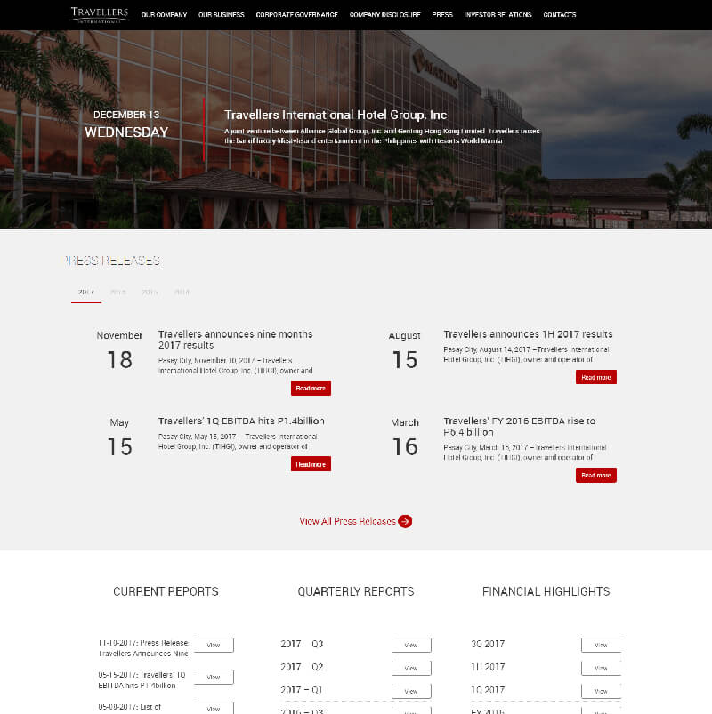 Travellers International Hotel Group, Inc. Website