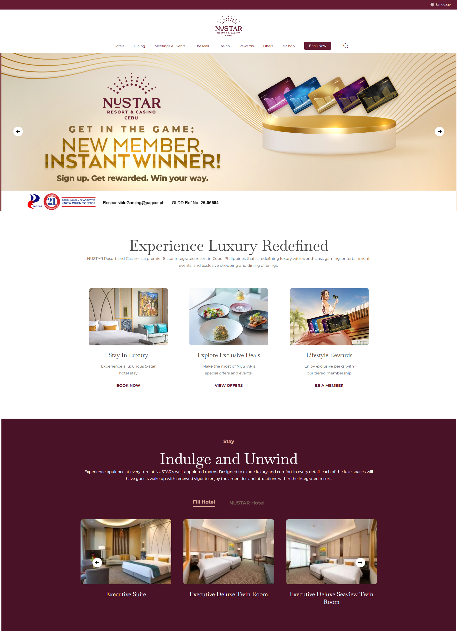 Nustar Resorts & Casino Cebu Website